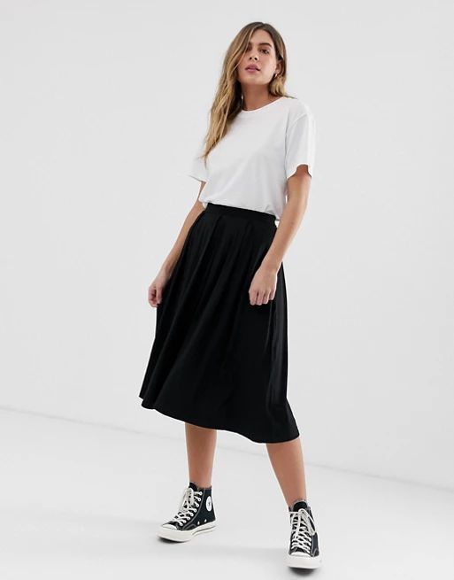 ASOS DESIGN midi skirt with box pleats | ASOS US