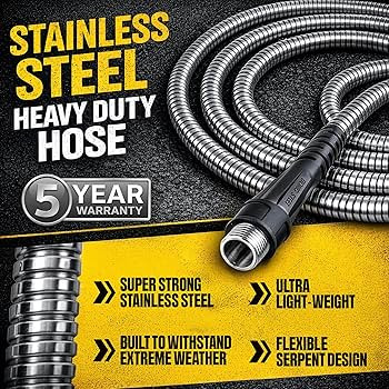 BIONIC STEEL 100 Ft Metal Garden Hose with Sprayer Nozzle, Non Kinking Designed Stainless Steel H... | Amazon (US)