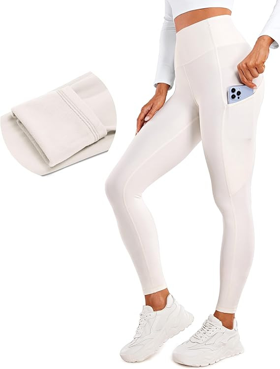 CRZ YOGA Thermal Fleece Lined Leggings Women 28'' - Winter Warm High Waisted Hiking Pants with Po... | Amazon (US)