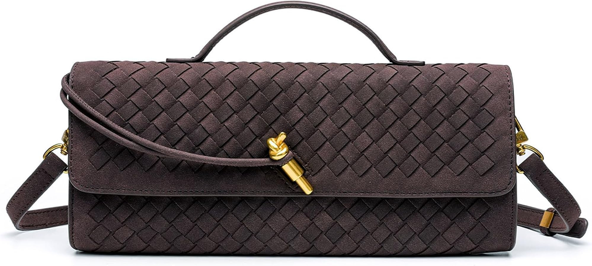 Suede Woven Clutch Purse for Women Designer Hand-woven Crossbody Satchel Bag Trendy Evening Handb... | Amazon (US)