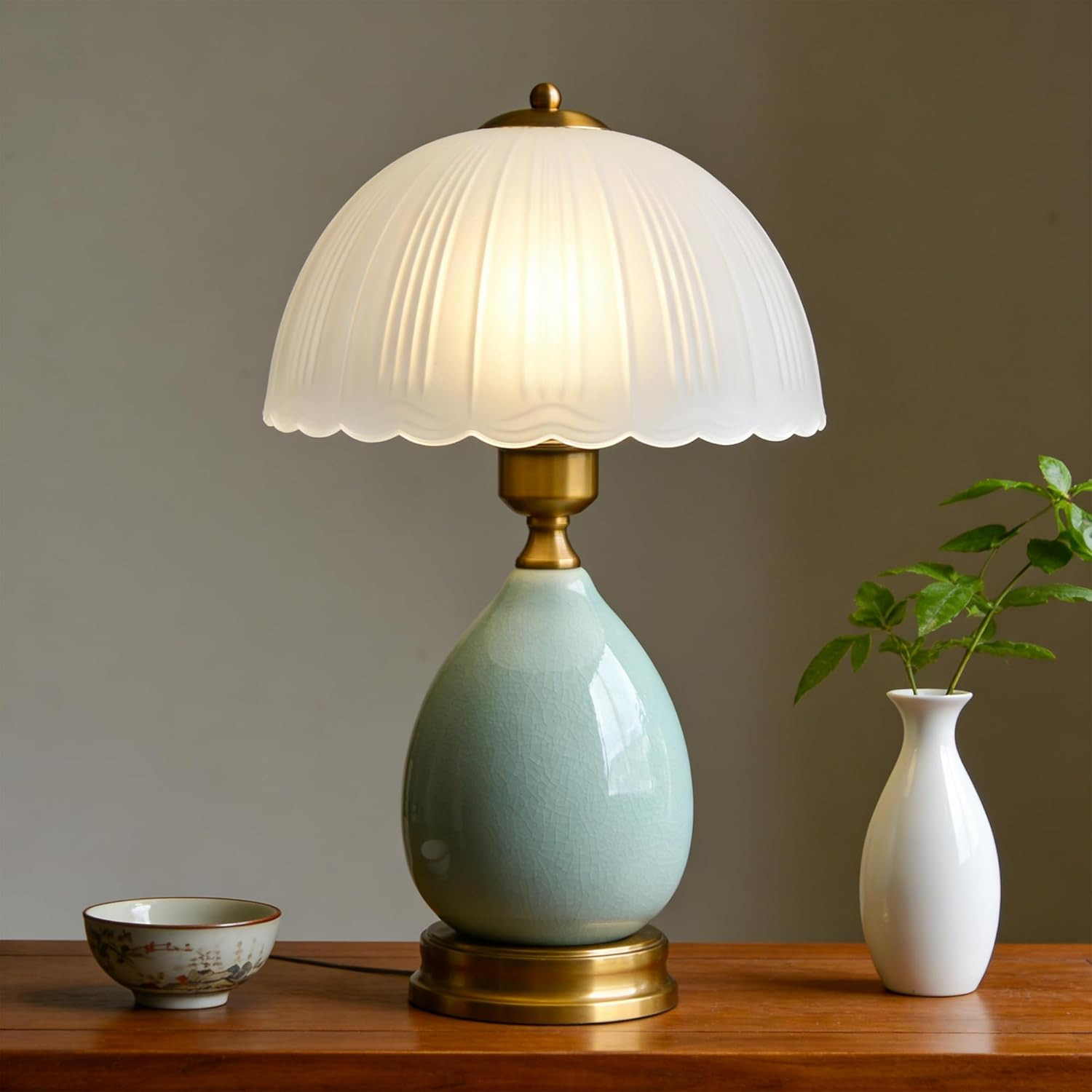 Table Lamps Ceramic Retro Lamp for Living Room,16.73" Modern Bedside Nightstand Traditional Lamps... | Amazon (US)