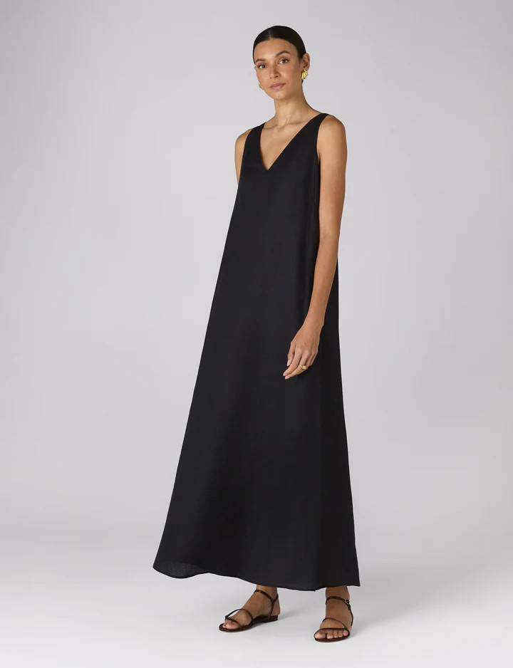 Blenheim Dress: Linen, Black | With Nothing Underneath