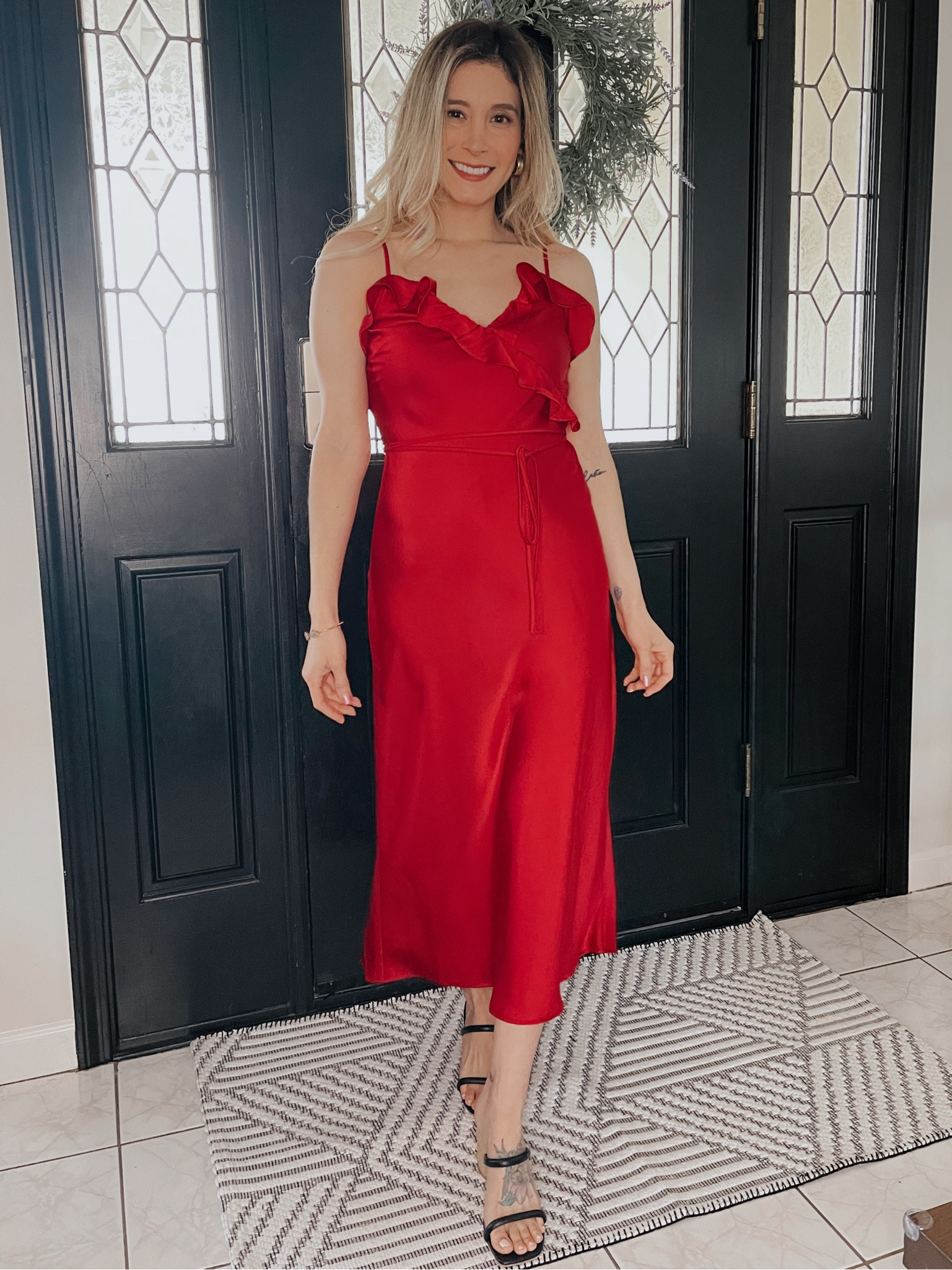 Women's ruffle slip dress. Target dress. Midi dress. Wedding guest dress. Date night dress. Romantic dress. Birthday dress. Red dress. Available in other colors 

#LTKfindsunder50 #LTKwedding #LTKstyletip