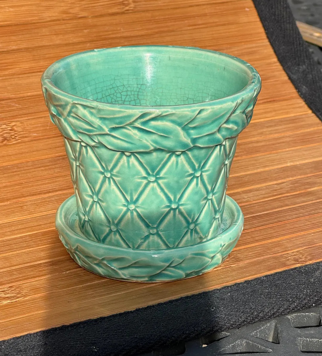 Vintage 1940's Mccoy Pottery Aqua Blue Quilted Planter With Attached Saucer/drip Bowl - Etsy | Etsy (US)