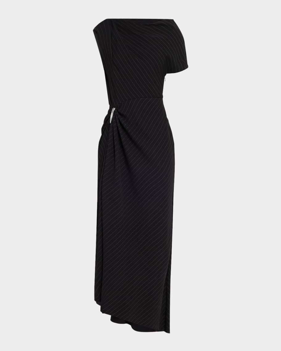 Brandon Maxwell The Lowery Asymmetric Draped Dress | Neiman Marcus