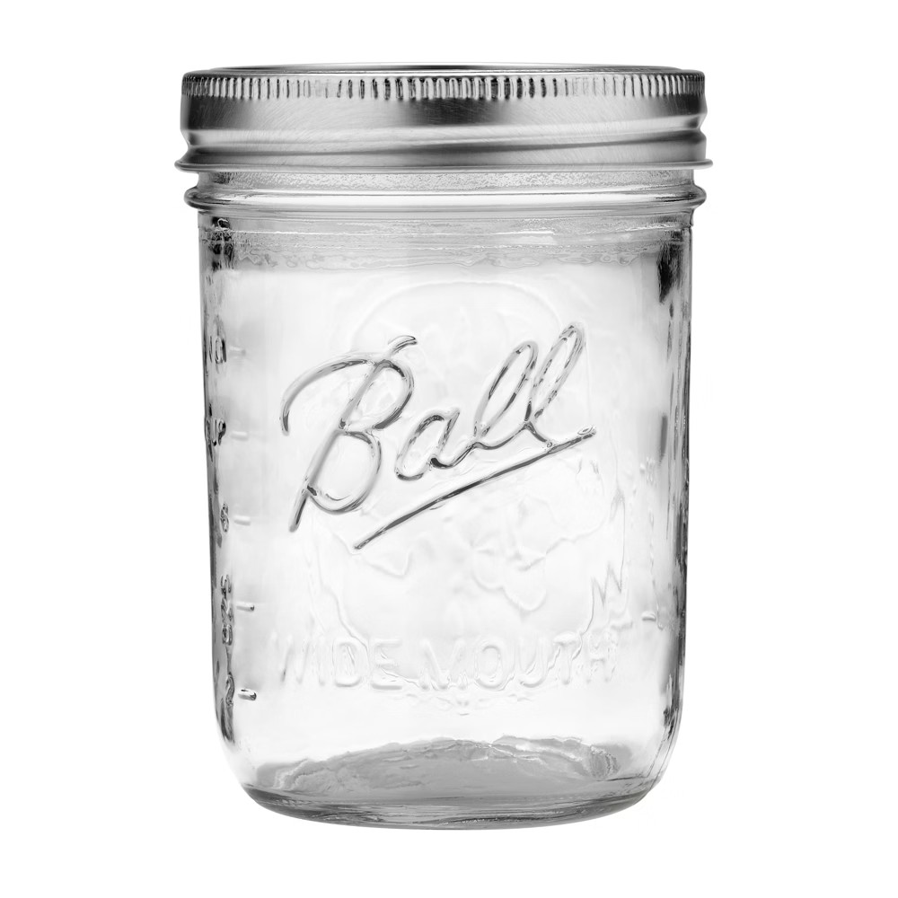 Ball Glass Mason Jar with Lid and Band, Wide Mouth, 16 Ounces, 12 Count, Clear | Target