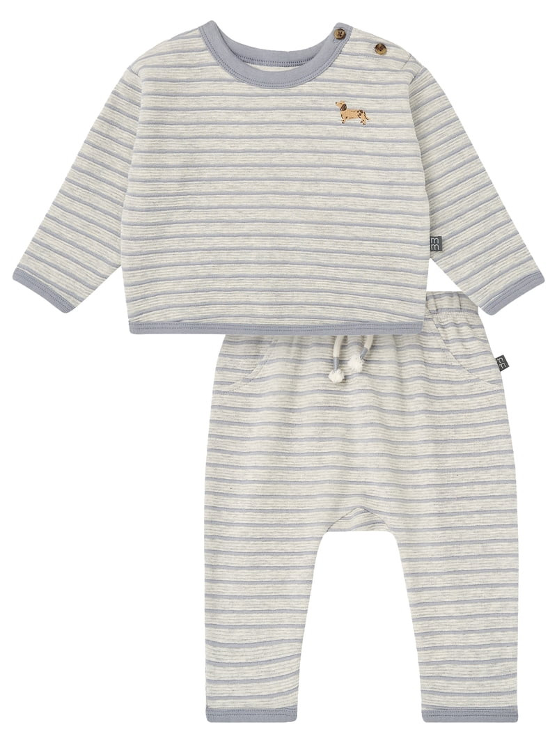 Modern Moments by Gerber Baby Boy Long Sleeve Top and Harem Pant Outfit Set, Sizes 0/3 Months - 2... | Walmart (US)