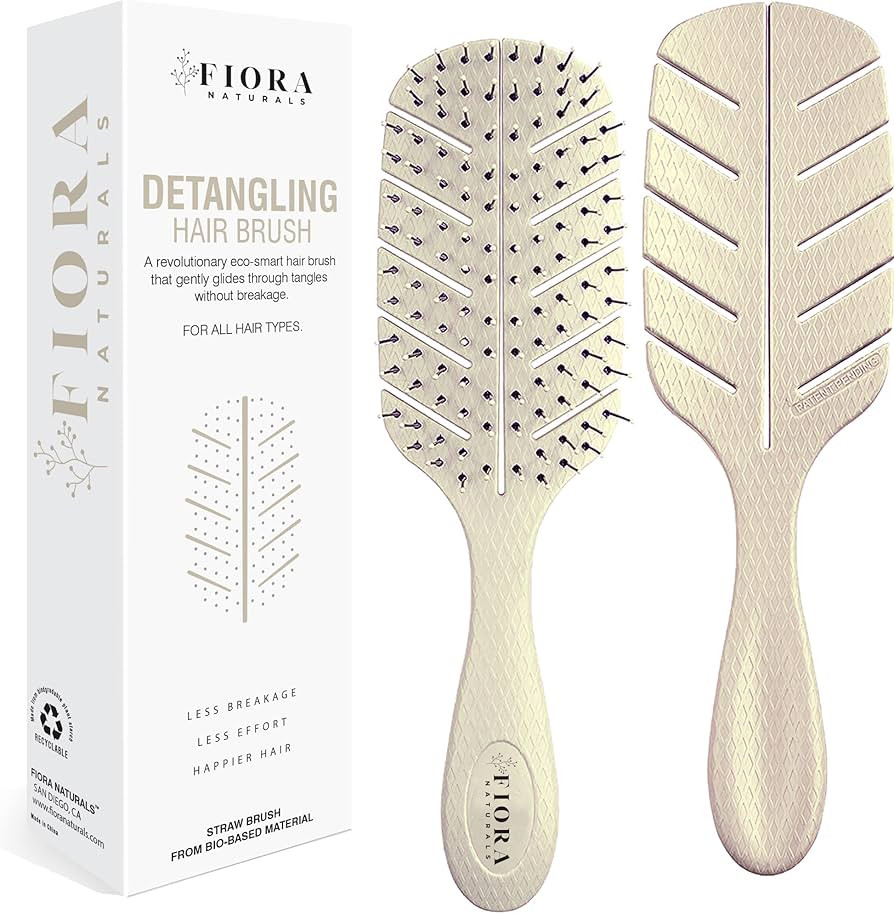 Detangler Brush by Fiora Naturals - 100% Bio-Friendly Detangling brush w/Ultra-Soft Bristles - Gl... | Amazon (US)