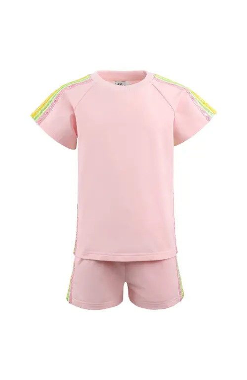 Lola + The Boys Rainbow Stripe Short Set in Pink at Nordstrom, Size 12 | Nordstrom