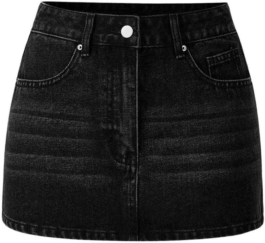 SHENHE Women's Denim Mini Skirt Low Rise Button Zip Fly Casual Y2k Mini Jean Skirt | Amazon (US)