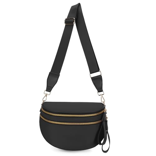Emmafy Crossbody Bag for Women, Emmafy Waterproof Oxford Cloth Large Capacity Bum Bags with Adjustable Strap (Black) | Amazon (US)