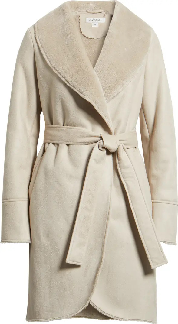 Via Spiga Belted Faux Shearling Coat | Nordstrom | Nordstrom