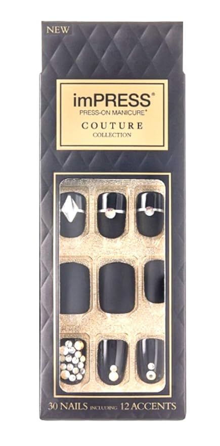 Kiss imPress Press-On Manicure One Step Matte Black Nails Couture Collection - Lavish (Pack of 1) | Amazon (US)