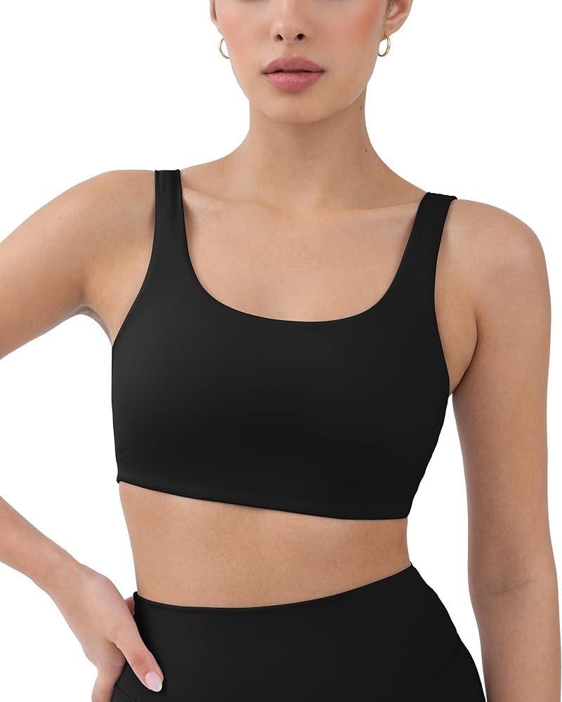 PAVOI ACTIVE Yoga Sports Bras for Women | High Support Low Scoop Neck Low Impact Gym Bra with Rem... | Amazon (US)