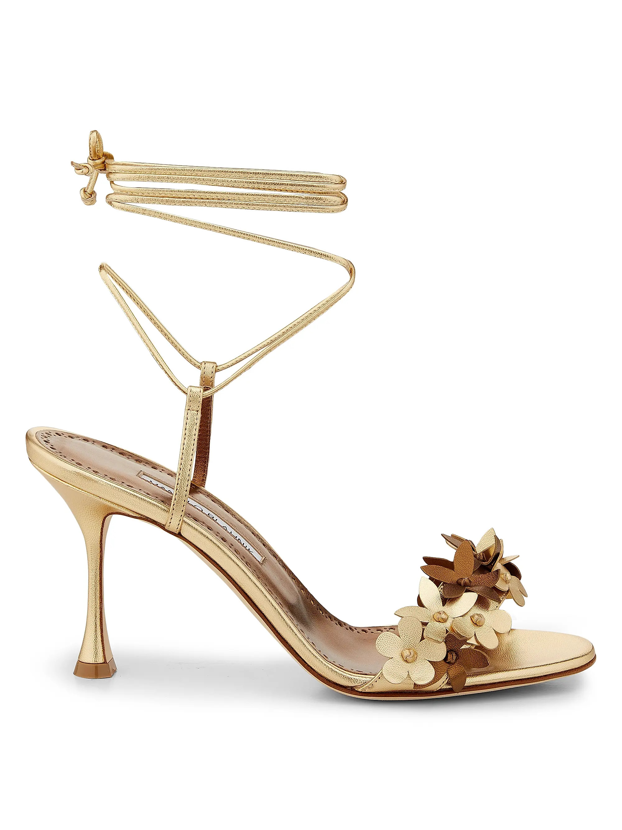 Manolo Blahnik Metallic Leather Strappy Sandals | Saks Fifth Avenue | Saks Fifth Avenue