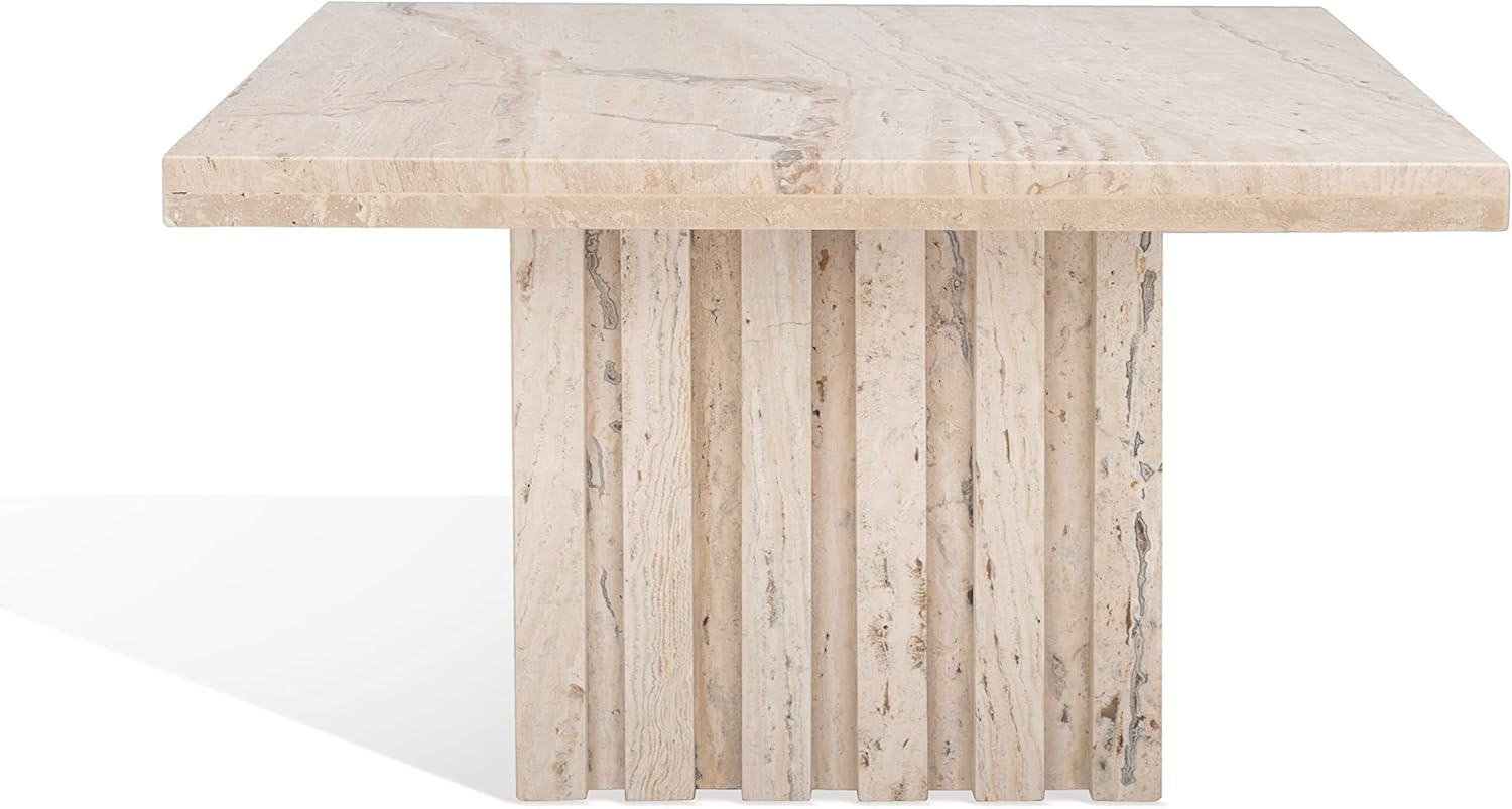 Square Marble Accent Table 21 in W X D 12 H Off/White Modern Contemporary MDF Polished Includes H... | Amazon (US)