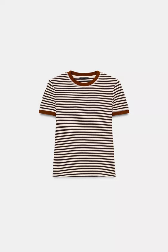 STRIPED SHORT SLEEVE T-SHIRT | Zara UK