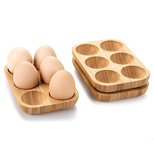 Mini Bamboo wood Egg Tray Set (18 Holes), 3 small Racks,Premium Rustic Wooden Egg Holder For Deviled Egg,Usable in Kitchen Refrigerator, or Countertop for Display or Storage | Set of 3 | Amazon (US)