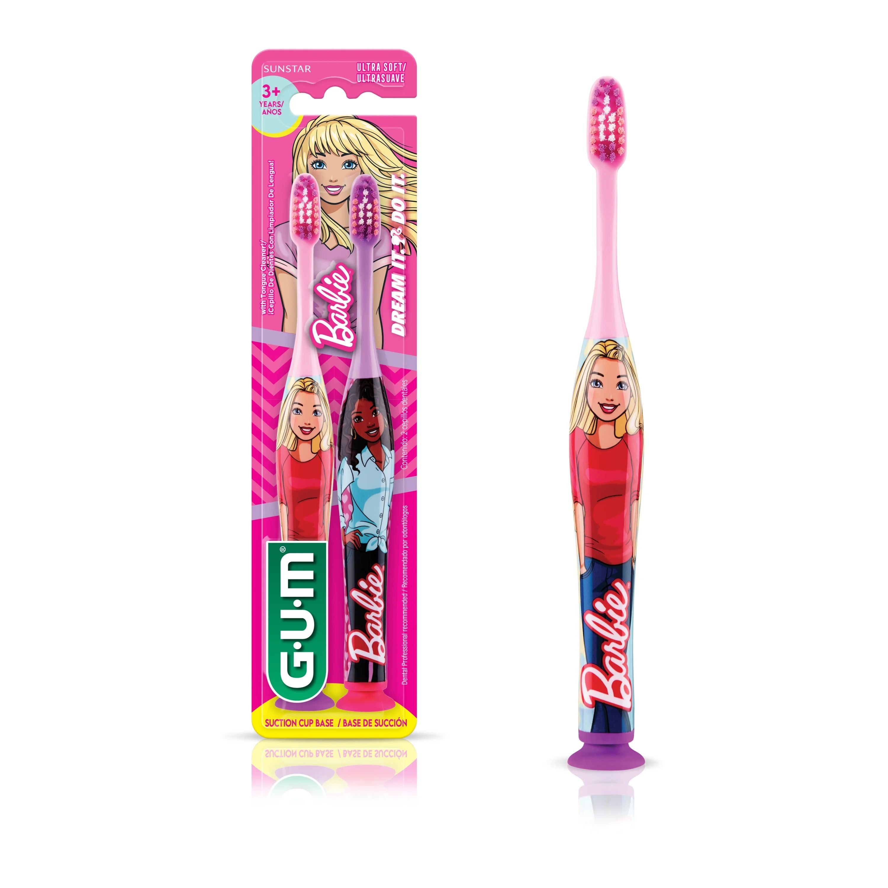 GUM Barbie Ultra Soft Training Toothbrush - Pack of 2 Brushes - For Ages 3+ | Walmart (US)