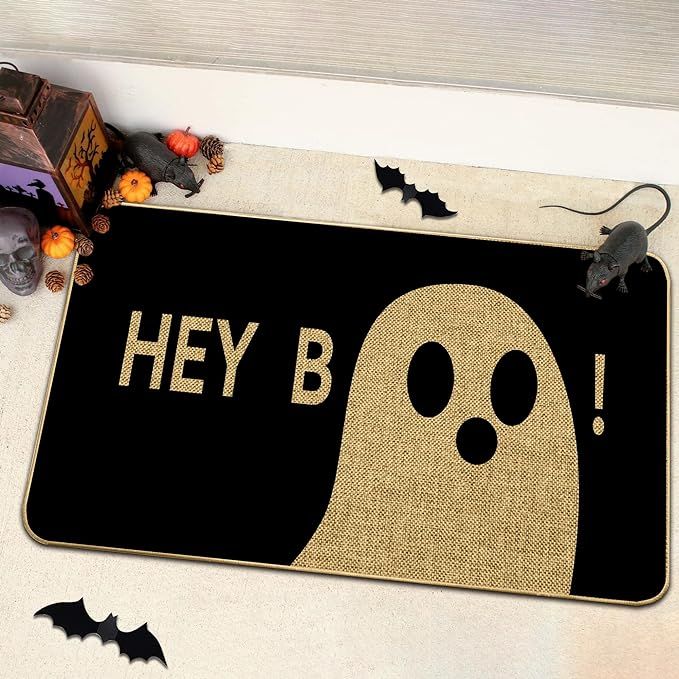 Halloween Doormat Hey Boo Door Mat Ghost Doormat Indoor Or Outdoor for Living Room Bedroom Dining... | Amazon (US)