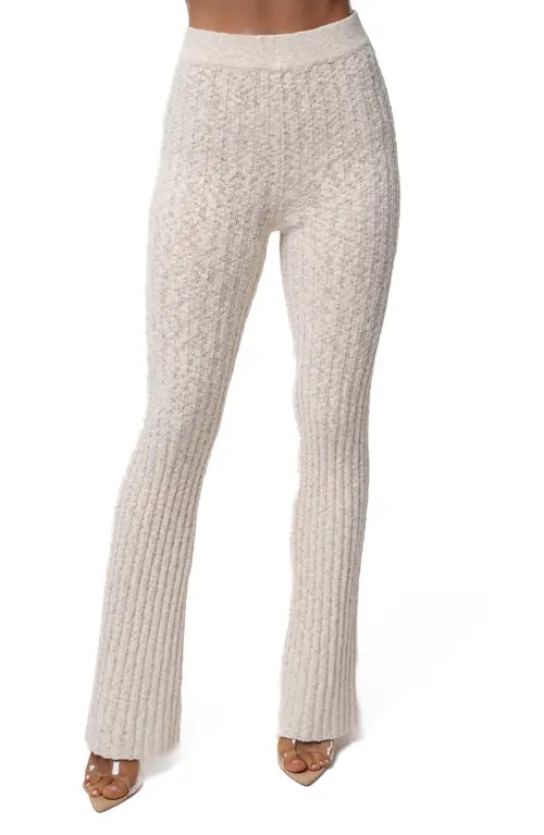JLUXLABEL Lanah Rib Knit Flare Pants in Ivory at Nordstrom, Size Small | Nordstrom