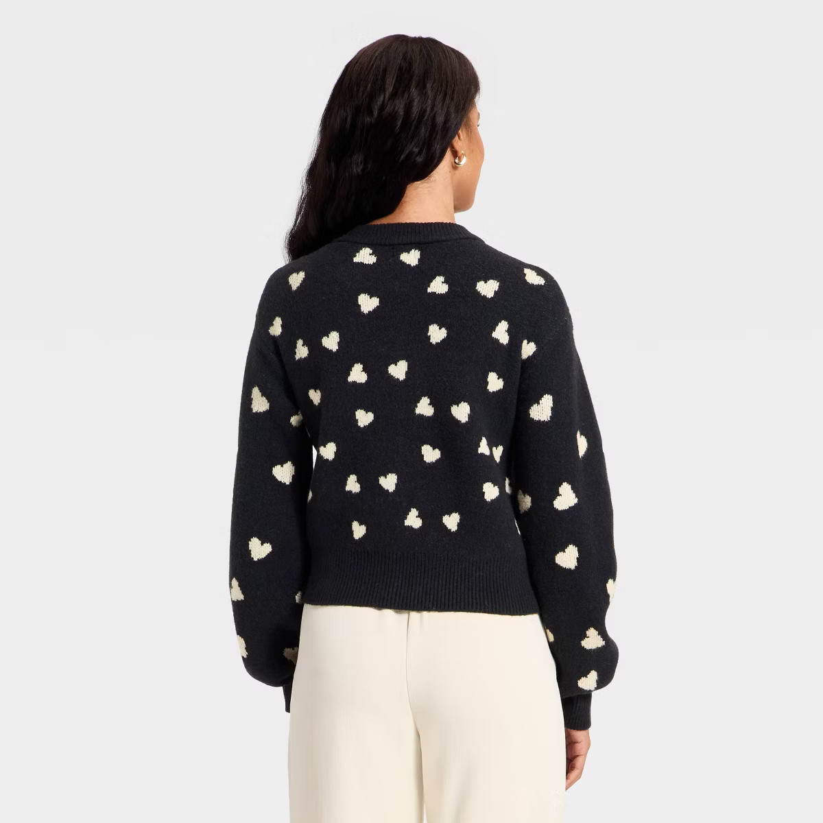 Women's Heart Print cardigan - A New Day™ Black | Target