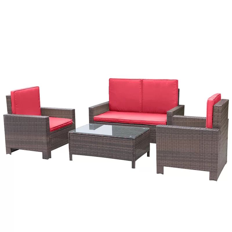 Shamavi 4 Piece Rattan Sofa Seating Group with Cushions | Wayfair Professional