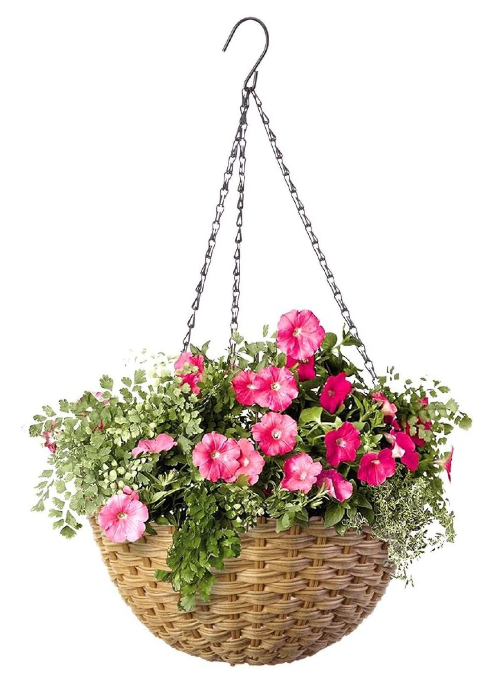 14" Resin Woven Hanging Basket, Natural Wicker | Walmart (US)