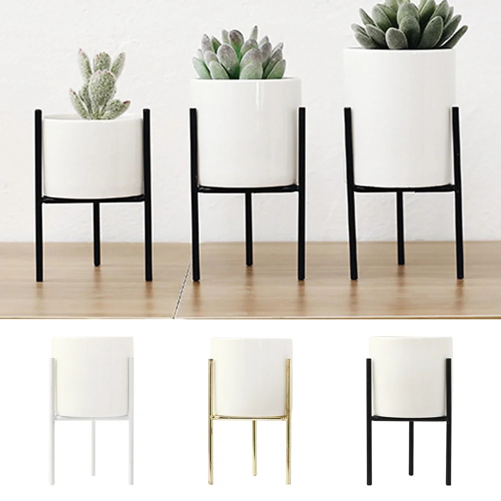 D-GROEE Plant Stand - Ceramic Plant Pot Modern Tall Metal Pot Stand Indoor Garden Flower Potted P... | Walmart (US)