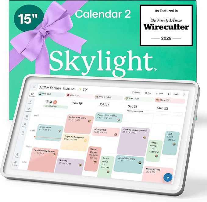 Skylight Calendar 2 - 15-inch Full HD Touchscreen Digital Calendar, Featured on Wirecutter - Wall... | Amazon (US)