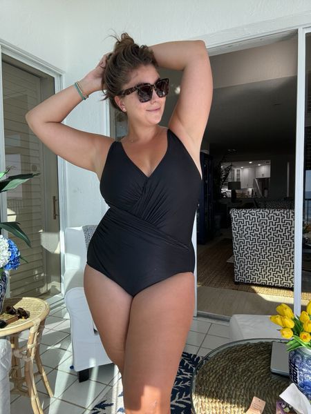 Ruched & supportive one piece swimsuit, wearing size 2XL (I recommend referring to the size chart when ordering). 

#LTKTravel #LTKSwim #LTKMidsize