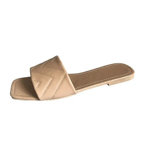 CYMMPU Women s Slippers Clearance Womens Fashion Flat Sewing Slippers Ladies Casual Square Toe Beach | Walmart (US)