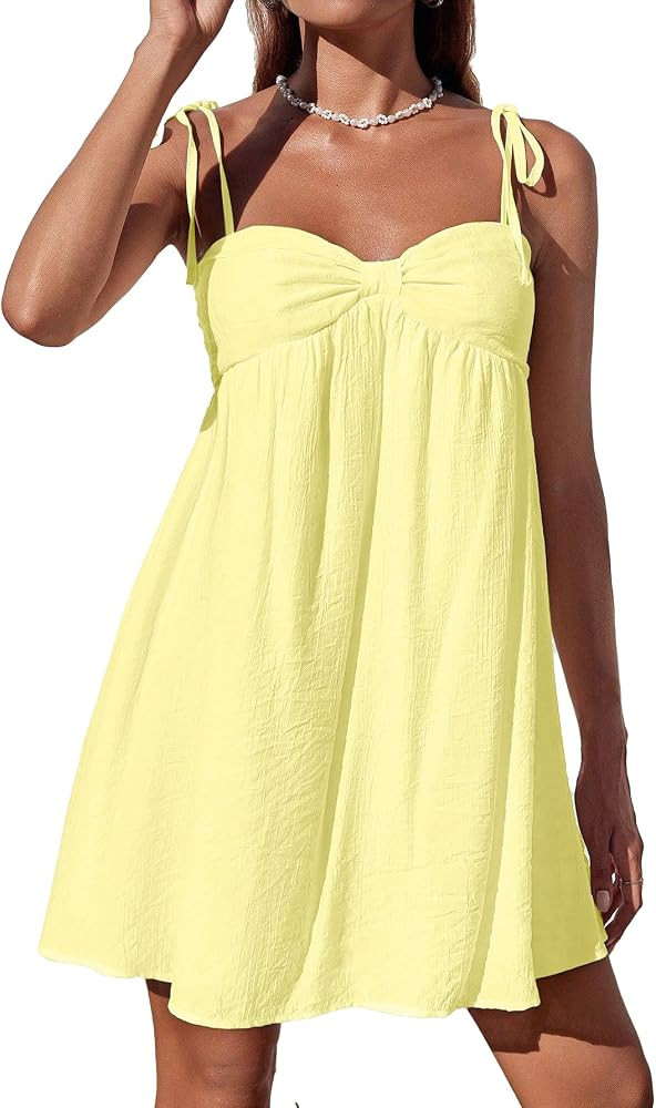 Narecte Casual Summer Dresses for Women Flowy Sun Dress Cute Mini Slip Dress Spaghetti Strap Dres... | Amazon (US)