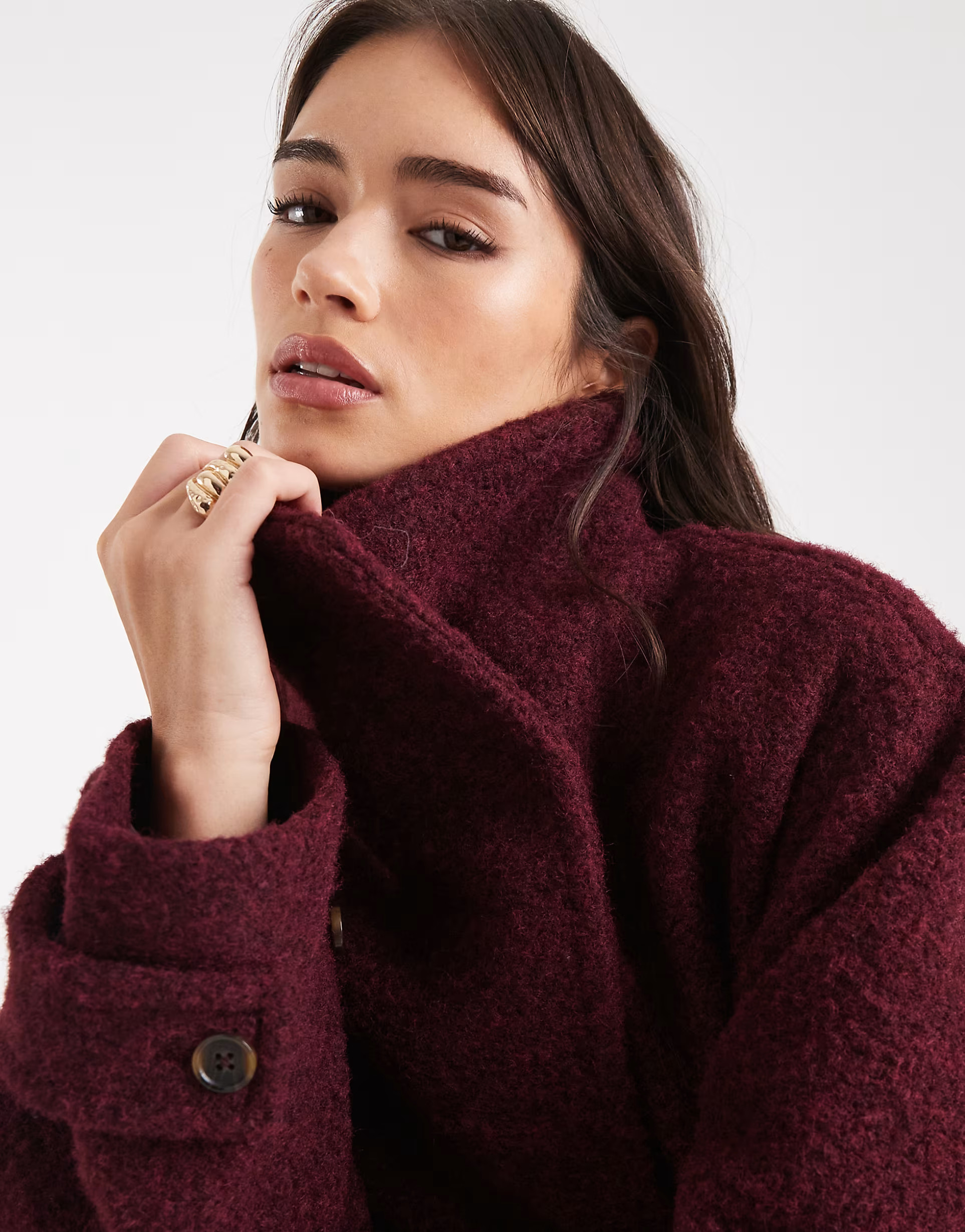 ASOS DESIGN cozy longline formal coat in burgundy | ASOS | ASOS (Global)