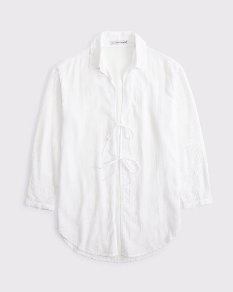 Tie-Front Shirt Dress Coverup | Abercrombie & Fitch (US)