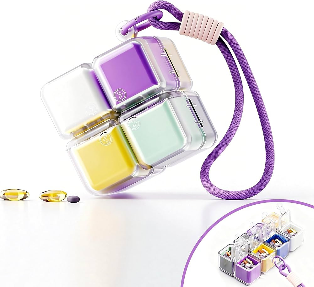 Weekly Pill Organizer - Foldable Travel Pill Organizer Magic Cube - Large Daily Pill Case for Fis... | Amazon (US)