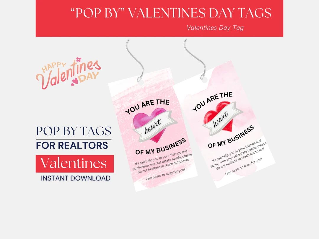 Happy Valentines Day Real Estate Agent Gift Tag . Instant Download. Attach to Any Gift for Vendor... | Etsy (US)