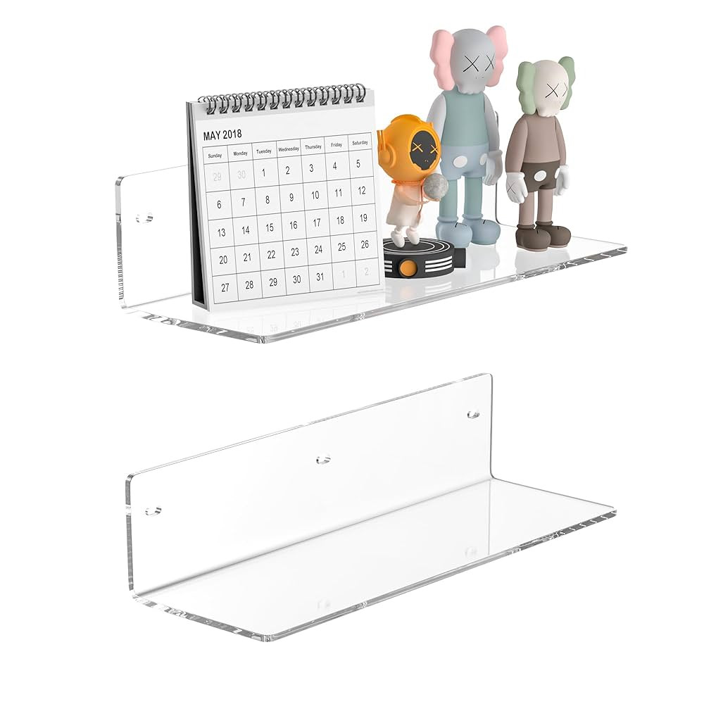 Sezanrpt 12 Inches Clear Wall Shelves, Moisture-Proof, Acrylic Bathroom Wall Shelves, Clear Float... | Amazon (CA)
