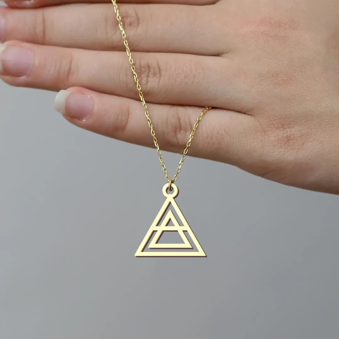 Gold Plated Sterling Silver Geometric Triangle Necklace, Minimalist Boho Pendant - Etsy | Etsy (Global)