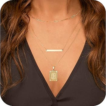 Gold Layered Initial Necklaces for Women, Dainty 14K Gold Plated Paperclip Chain Necklace Handmad... | Amazon (US)