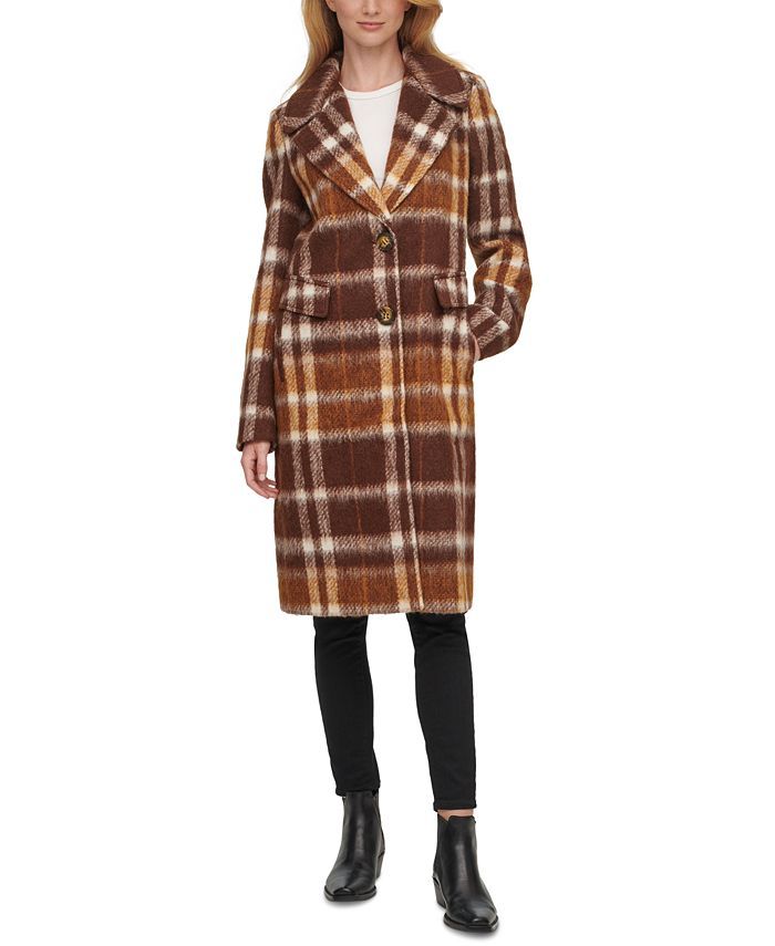 Plaid Single-Breasted Walker Coat | Macys (US)