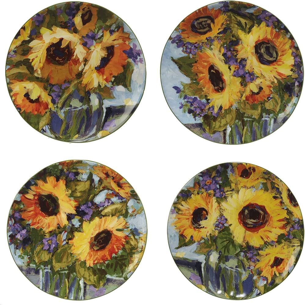 Certified International Sunflower Bouquet 9" Salad/Dessert Plates, Set of 4 Assorted Designs | Amazon (US)