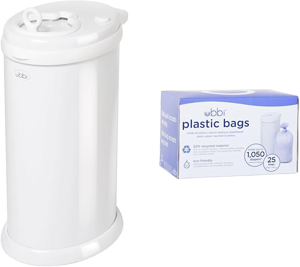 Ubbi Steel Odor Locking & Disposable Diaper Pail Plastic Bags, Single Pack, 25 Count, 13-Gallon B... | Amazon (US)