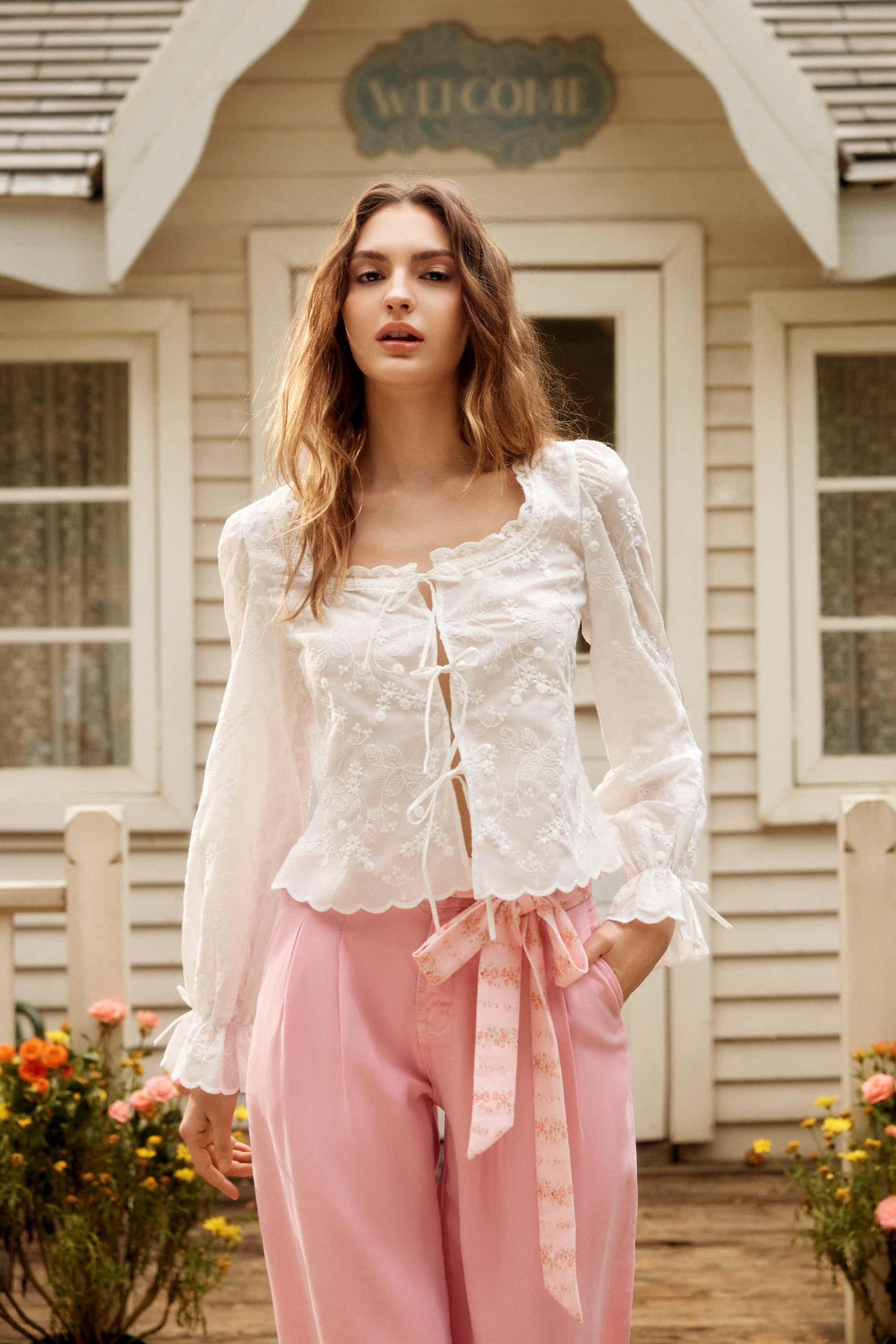 Connie Embroidered White Blouse | American Heiress