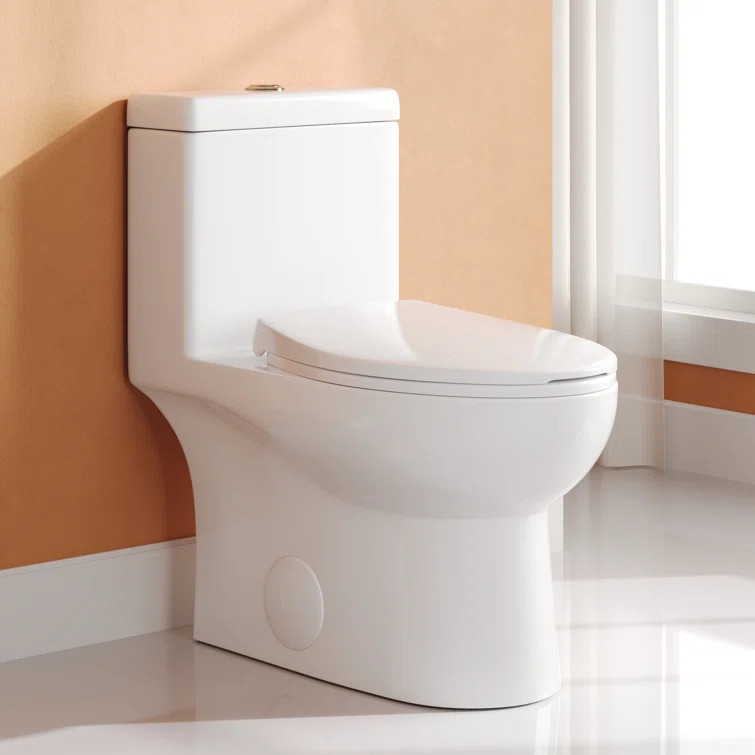 Ally Dual-Flush Elongated One-Piece Toilet with Glazed Surface Modern Toilet with Comfort Seat He... | Wayfair North America