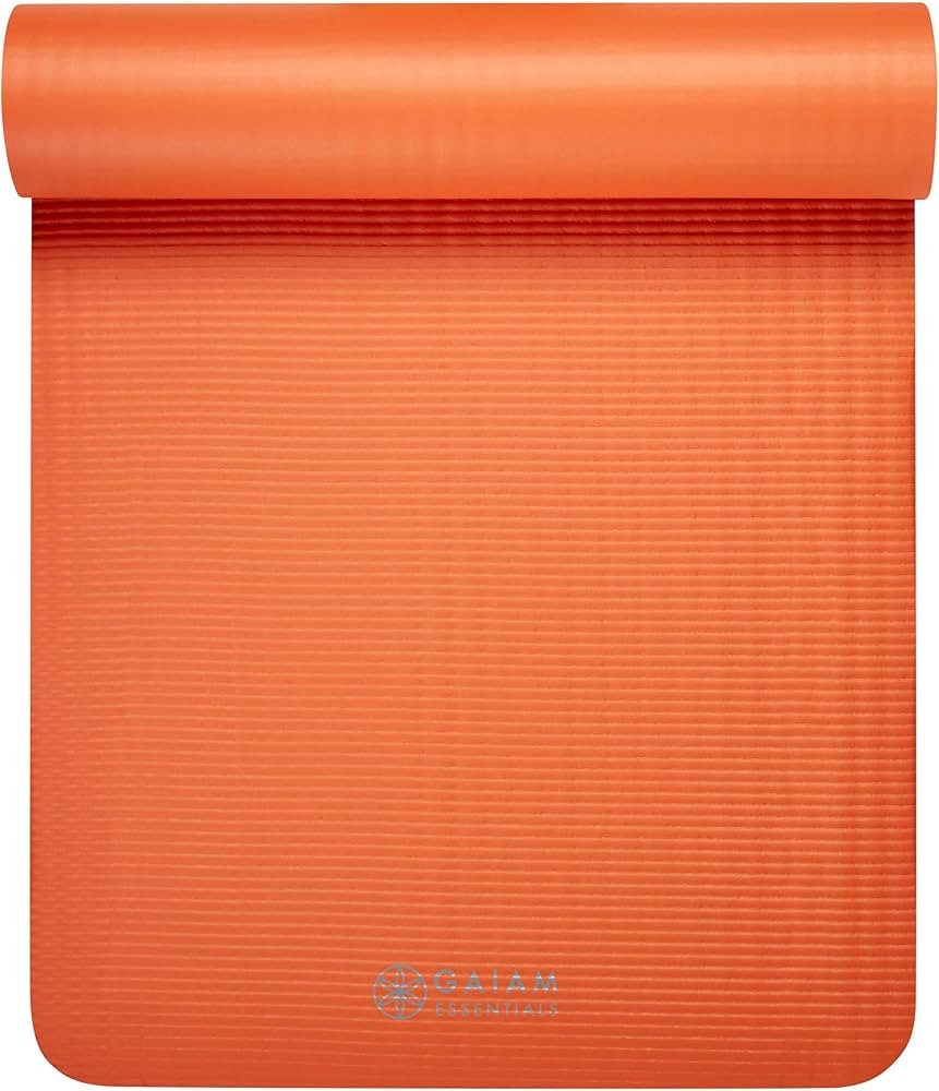 Gaiam Essentials Thick Yoga Mat Fitness & Exercise Mat with Easy-Cinch Yoga Mat Carrier Strap, 72... | Amazon (US)