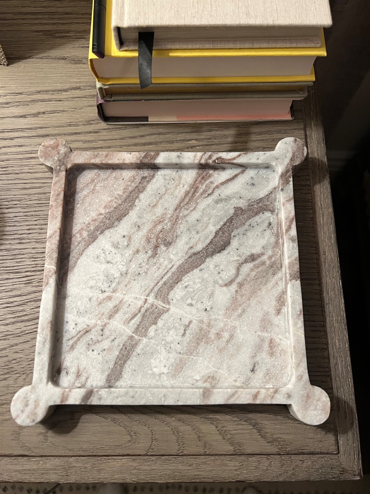 My water bottle was damaging my bedside table so I found this beautiful marble tray to cover and prevent more scratches on the natural wood. The photo does not do it justice. Linked it here! 

#LTKHome