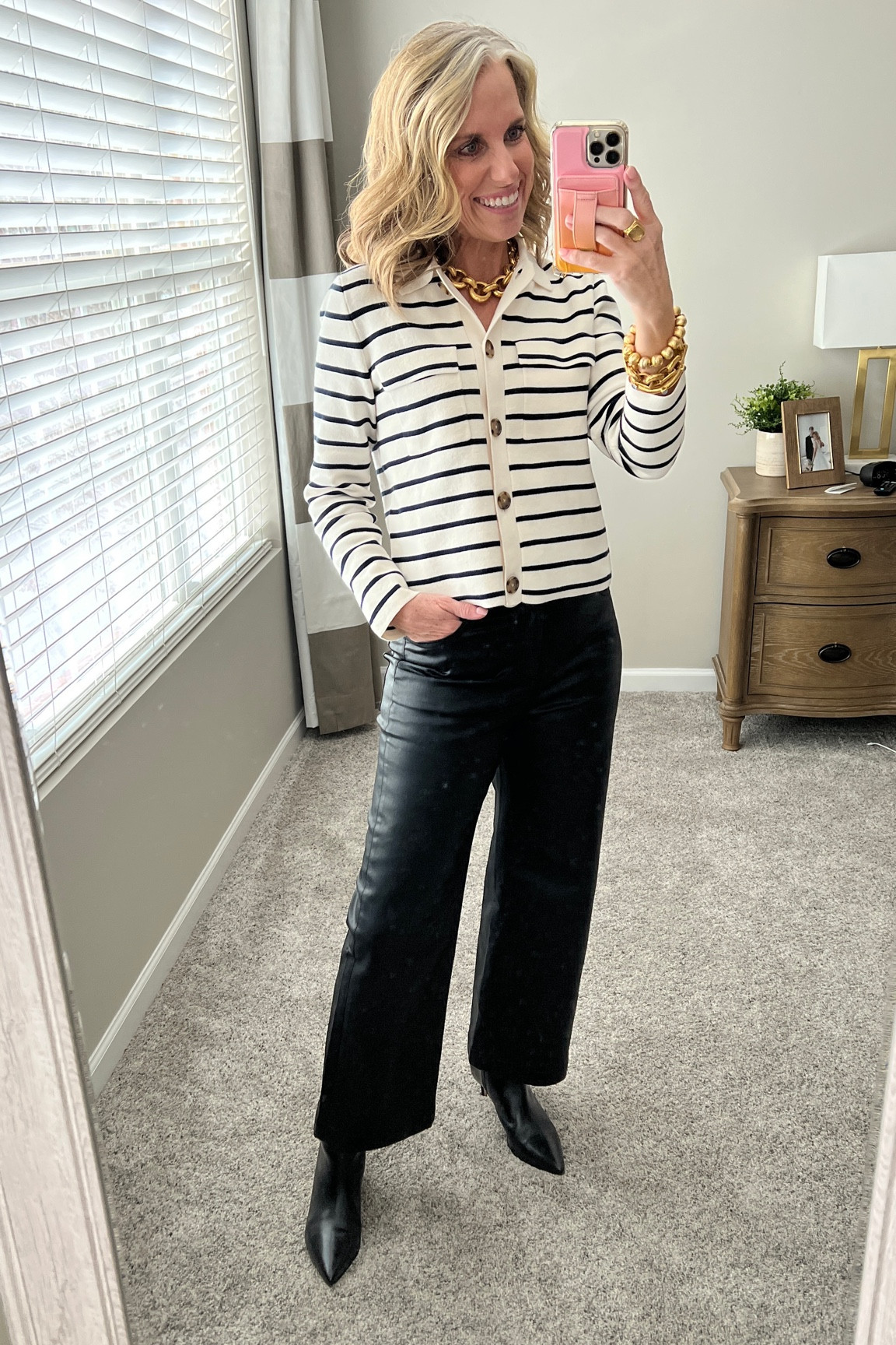 Sunday style! Sweater on sale 
Wearing PS 
Coated denim from Chico’s look like faux leather. Wearing 0 
Julie Vos | Loft | Chico’s | Schutz 

#LTKfindsunder50 #LTKsalealert #LTKover40