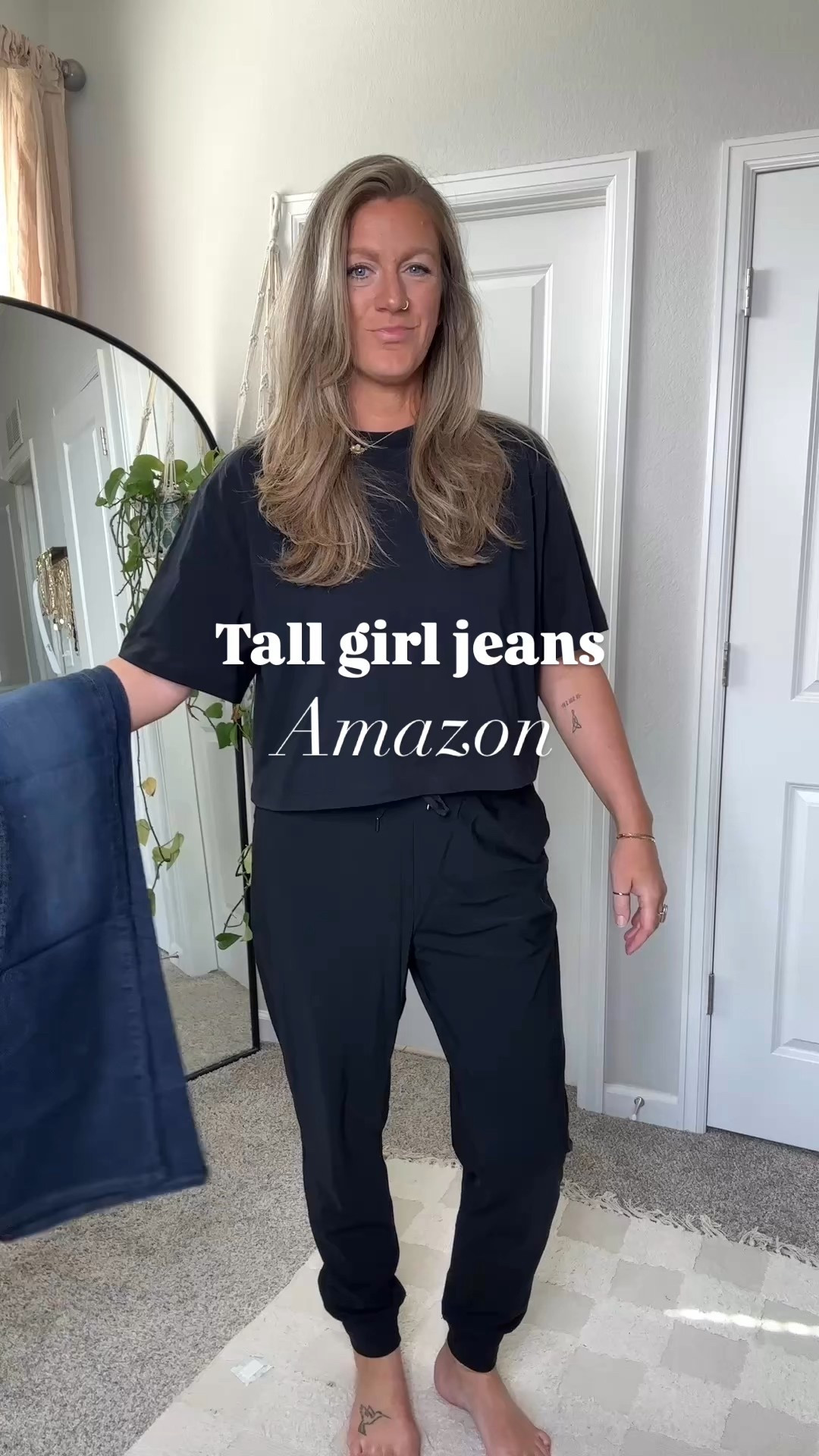 Amazon jeans for tall girls 
Flare - 10 long
Bootcut - 10 34” 
Straight leg - large 34” 
Trouser - 10 long, a little snug in waist
Skinny - 10 long (34”)

#LTKMidsize #LTKTall #LTKOver40