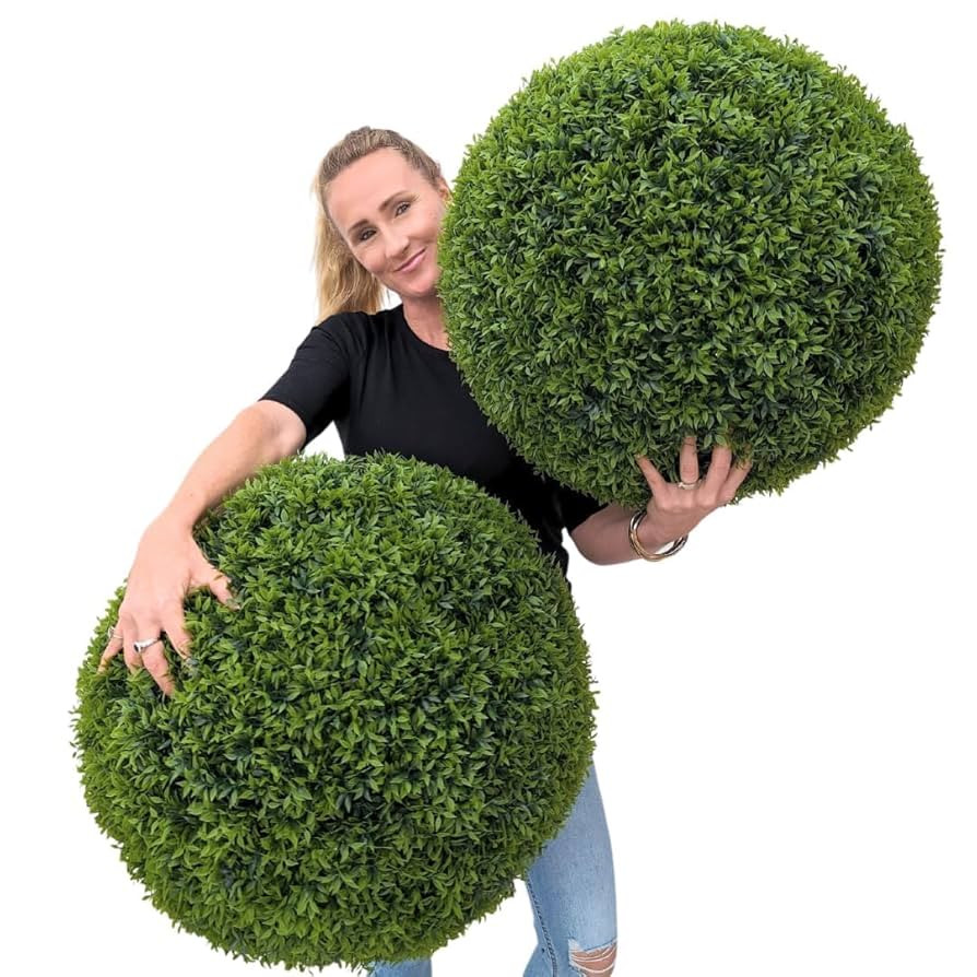 365 Curb Appeal 23" XL Topiary Balls (Better Than A Boxwood, 2 Topiary Balls (4 Halves)) | Amazon (US)